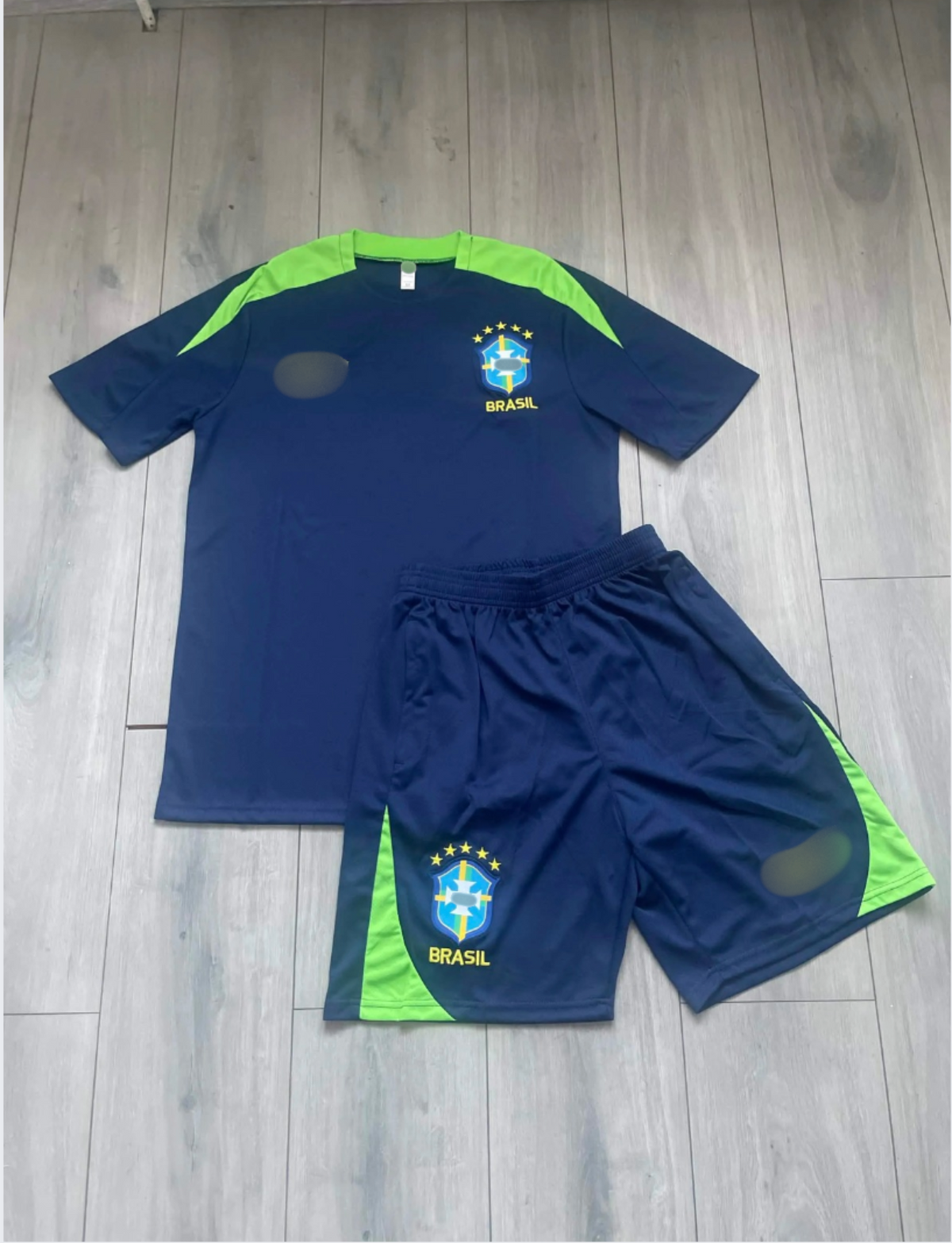 Brazil Football Kit - Navy/Green Strike